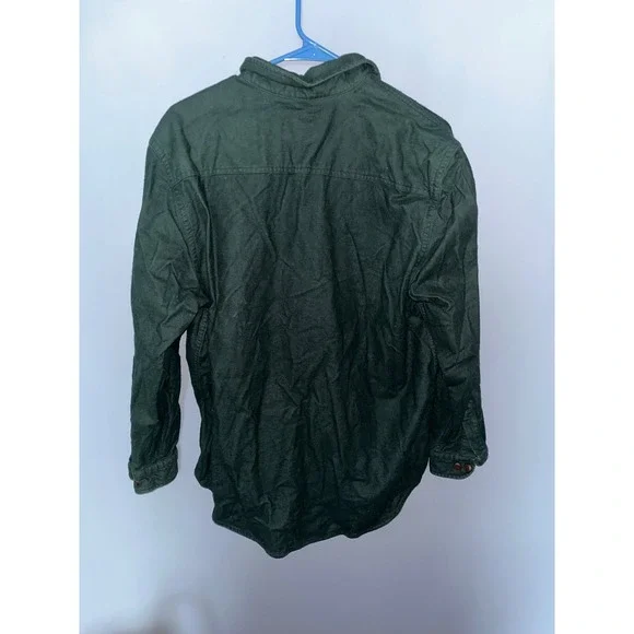 St Johns Bay Heavyweight Corduroy Shirt Green Mens Large Button Up - Picture 3 of 6